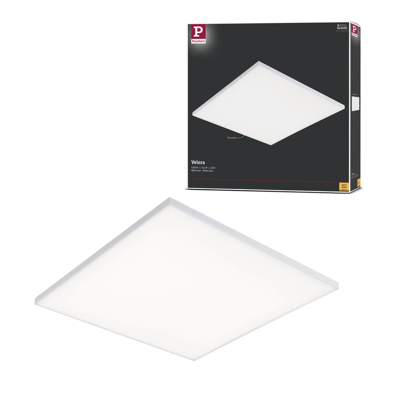 Paulmann 79818 Velora LED Panel Rectangular incl. 1x34 watt Ceiling lamp White matt Light Panel Metal Ceiling Light 3000 K