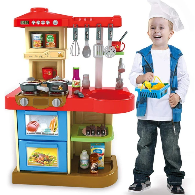 BAKAJI Kitchen Toy for Children with Cooker Working Lights and Sounds Oven and Dishwasher Openable Sink and 30 Accessories My Little Chef Game Included Size 52 x 26 x 72 cm (Light Blue)