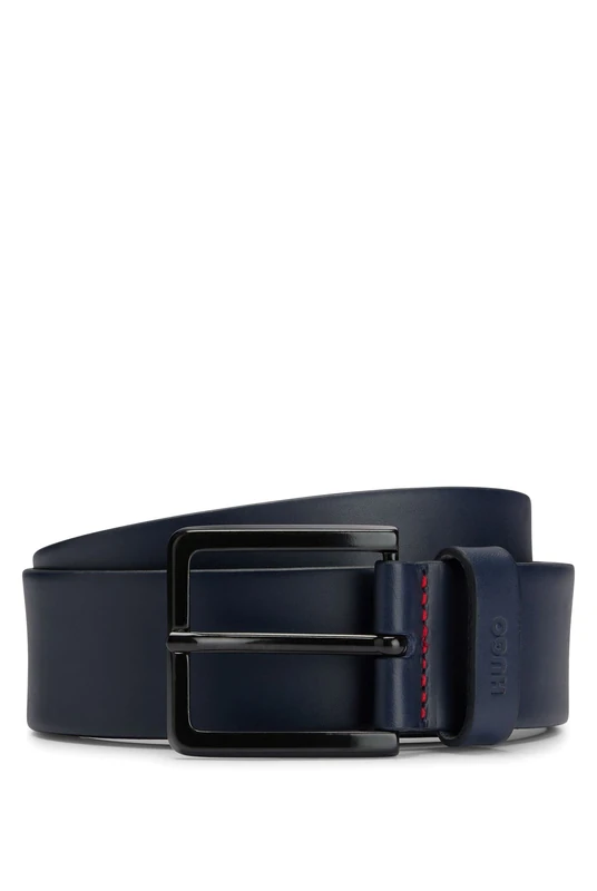 HUGO Mens Gionio Sz40 Leather belt with embossed keeper