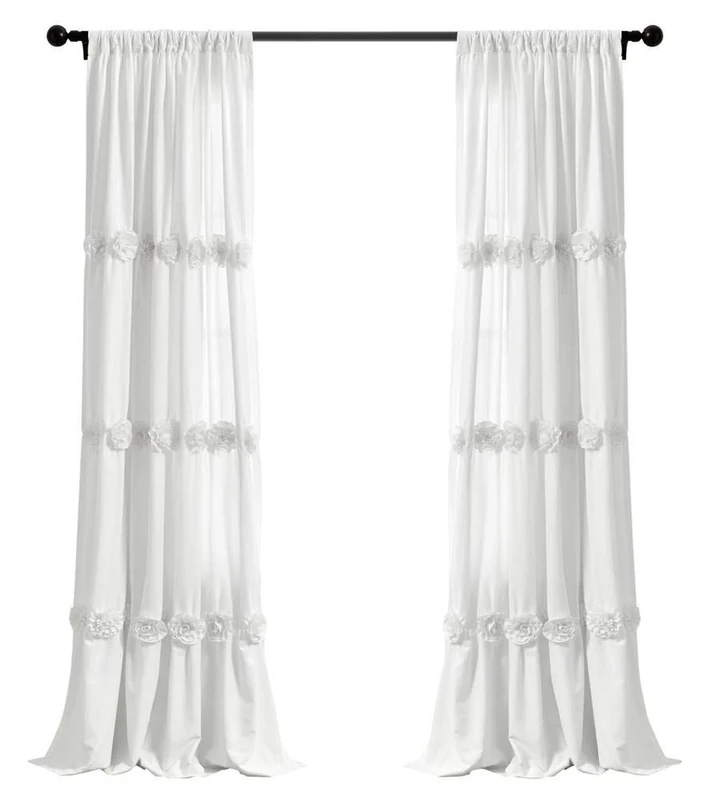 Lush Decor, White Darla Window Curtain Single Panel, 84" x 40" (16T005086)