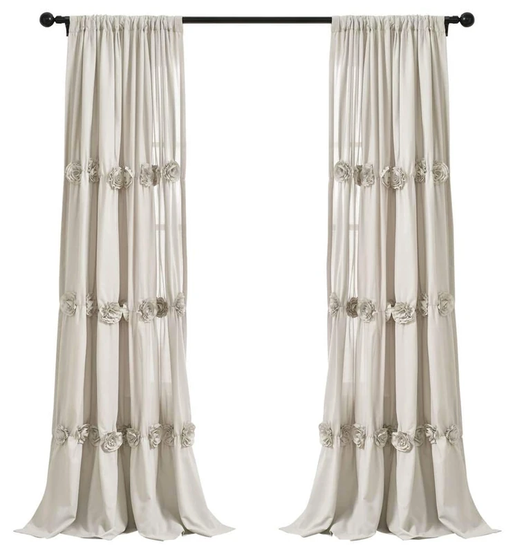 Lush Decor, Neutral Darla Window Curtain Single Panel, 84" x 40" (16T005089)