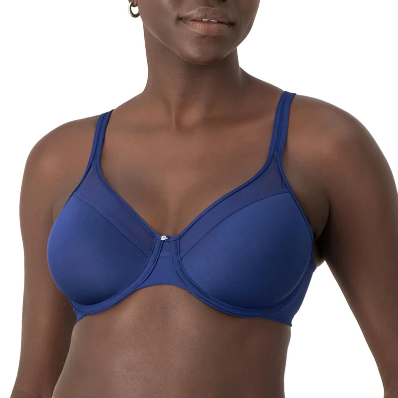 Bali Women's Underwire, One Smooth U Ultra Light T-Shirt, Convertible Bra Full Coverage, Sheer, in The Navy 2, 38D
