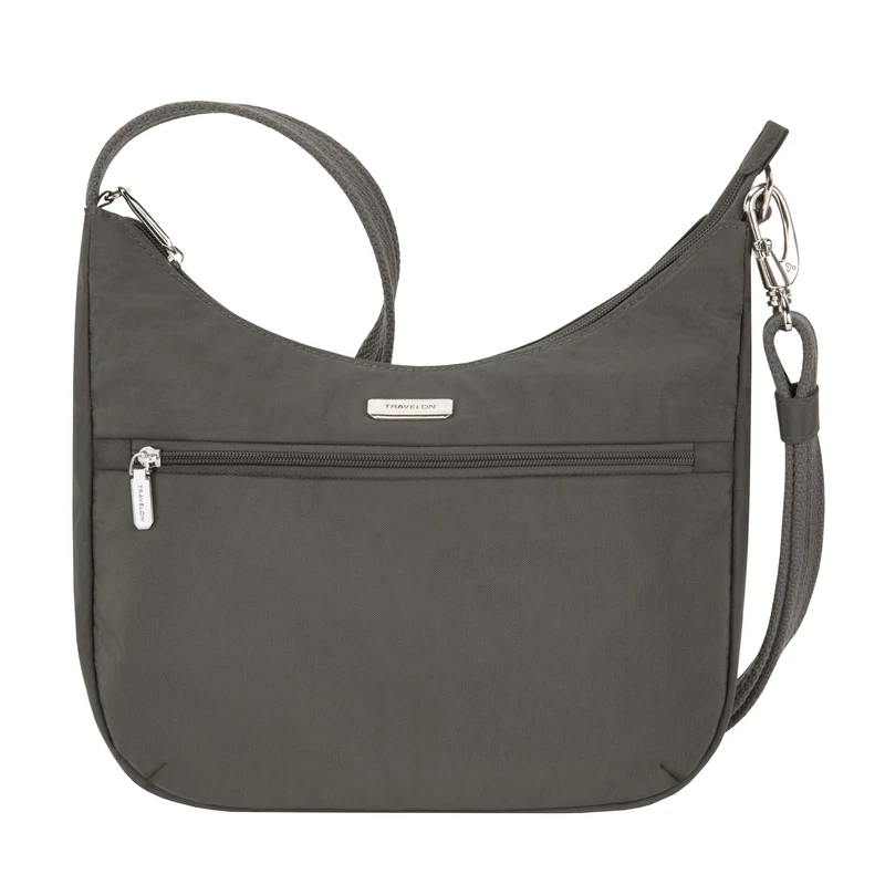 Travelon Anti-Theft Essentials East/West Hobo Bag, Smoke, One Size, Anti-theft Essentials East/West Hobo Bag - Image 1