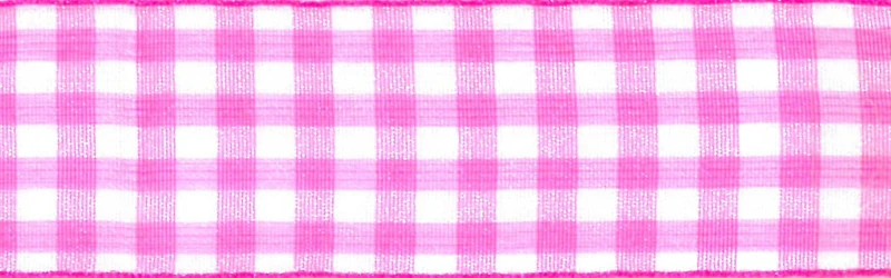 Berisfords Sheer Gingham, Shocking Pink, 25mm - Image 1