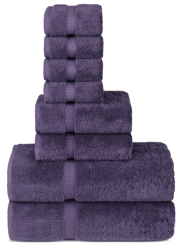 Chakir Turkish Linens | Hotel & Spa Quality 100% Cotton Premium Turkish Towels | Soft & Absorbent (8-Piece Towel Sets, Plum)