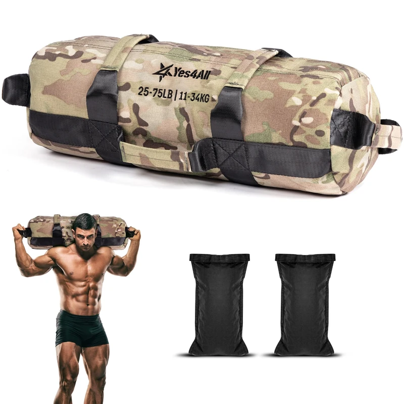 Yes4All Sandbag, Camouflage, 11-34 Kilograms, Weighted bag for Running Workout, Core Bag Sandbag for many Functional Training, Running Bag, Fitness, Conditioning