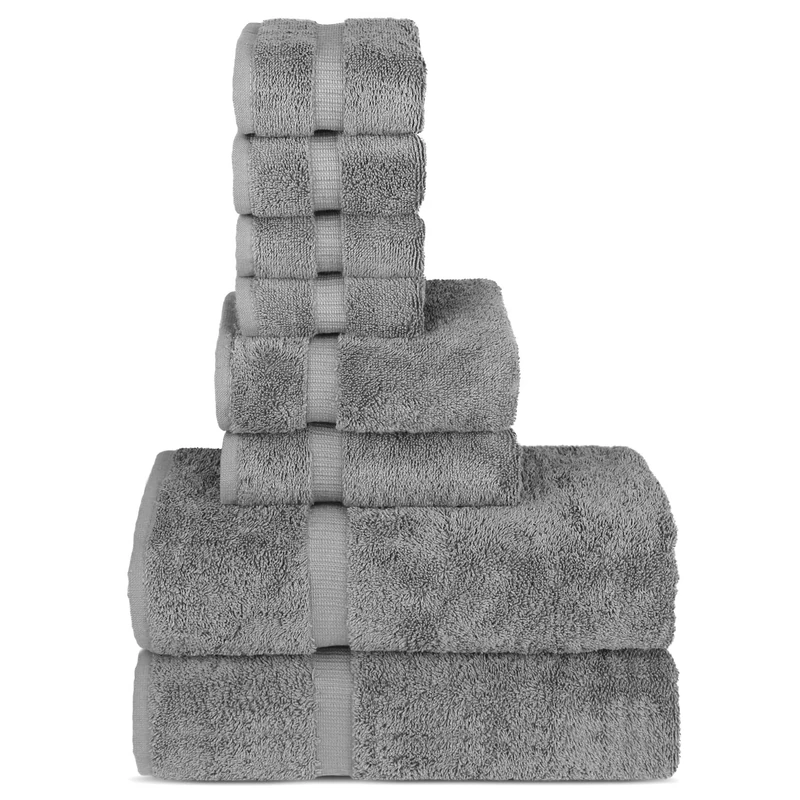 Chakir Turkish Linens | Hotel & Spa Quality 100% Cotton Premium Turkish Towels | Soft & Absorbent (8-Piece Towel Sets, Gray)