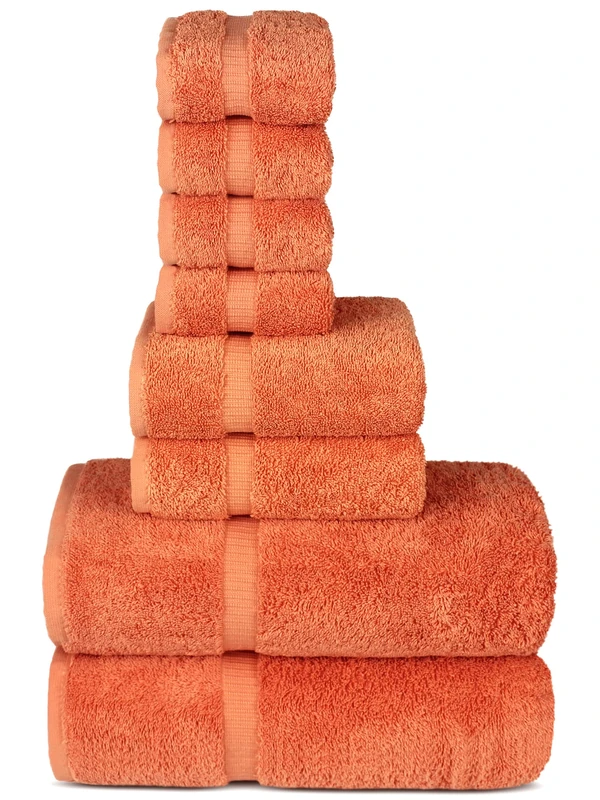 Chakir Turkish Linens | Hotel & Spa Quality 100% Cotton Premium Turkish Towels | Soft & Absorbent (8-Piece Towel Sets, Coral)