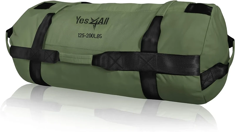 Yes4All Sandbag, Green Army, 56-90 Kilograms, Weighted bag for Running Workout, Core Bag Sandbag for Functional Training, Running Bag, Fitness, Conditioning