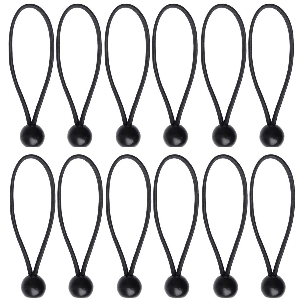 Nuoshen 12 Pcs Black Tarpaulin Bungees Balls for Banner, Tarp, Pavilions, Tents, Bungee Hooks, Holder, Flag Poles