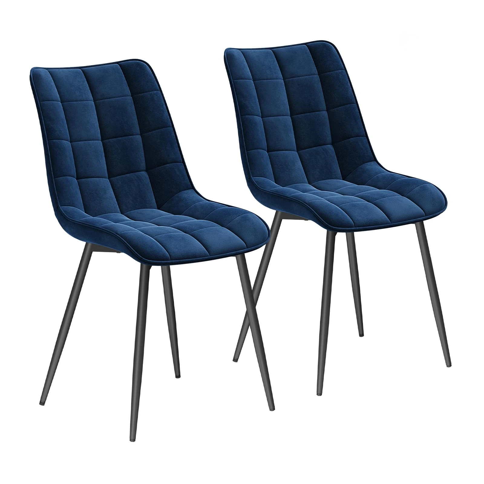 WOLTU Dining Chairs Set of 2, Accent Chairs for Kitchen/Dining Room/Bedroom/Reception Room with Backrest and Upholstered Seat, Velvet, Blue, BH142bl-2