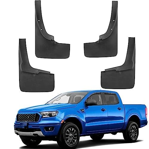 Tecoom Mud Flaps Splash Guards Compatible with Ford Ranger 2018 2019 2020 2021 2022, Front and Rear Custom Truck Mud Flaps Set of 4 ABS Molded