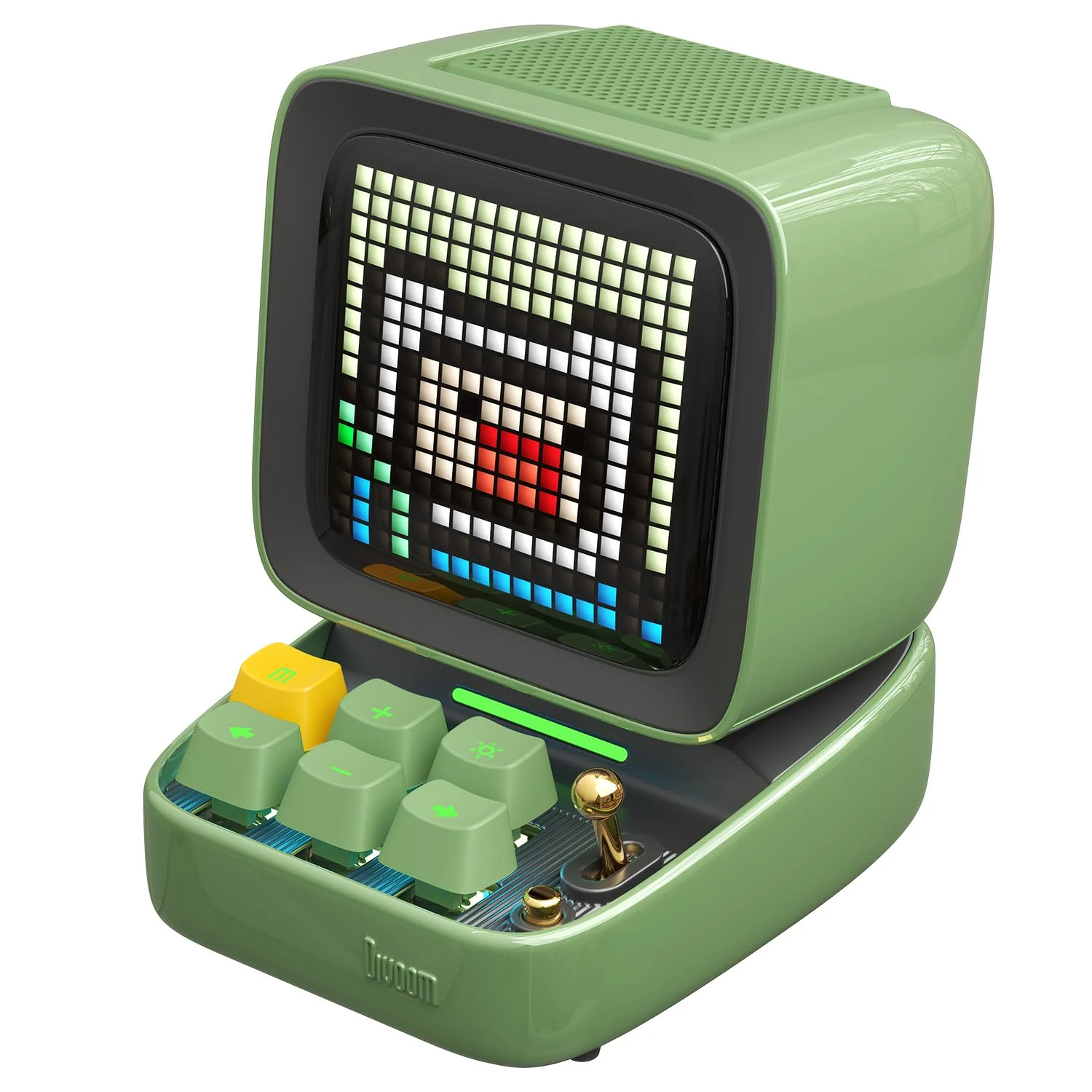 Divoom Ditoo Bluetooth Speaker with LED Display, Alarm Clock, and 10 Watts Audio for Bedroom, DIY, Birthday (Green)