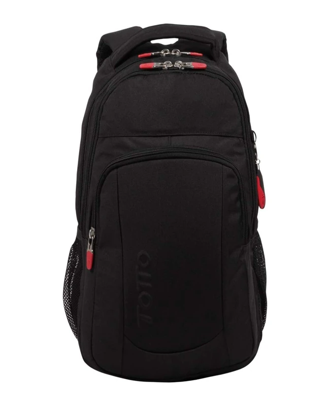 TOTTO - Backpack for 10 Inch Tablet or Laptop, Tamulo Model, Small Backpack, 3 Compartments, 2 Bottle Pockets, Ergonomic Back, Black, 40 x 28 x 12 cm