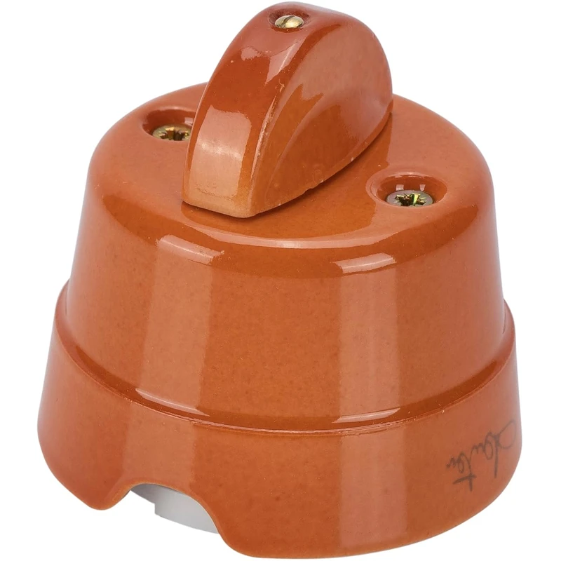 FANTON Retro Style Ceramic Rotary Knob Button Terracotta Color Wall Mounted 10AX 250V Vintage Porcelain for Textile Cable 84002TC - Image 1