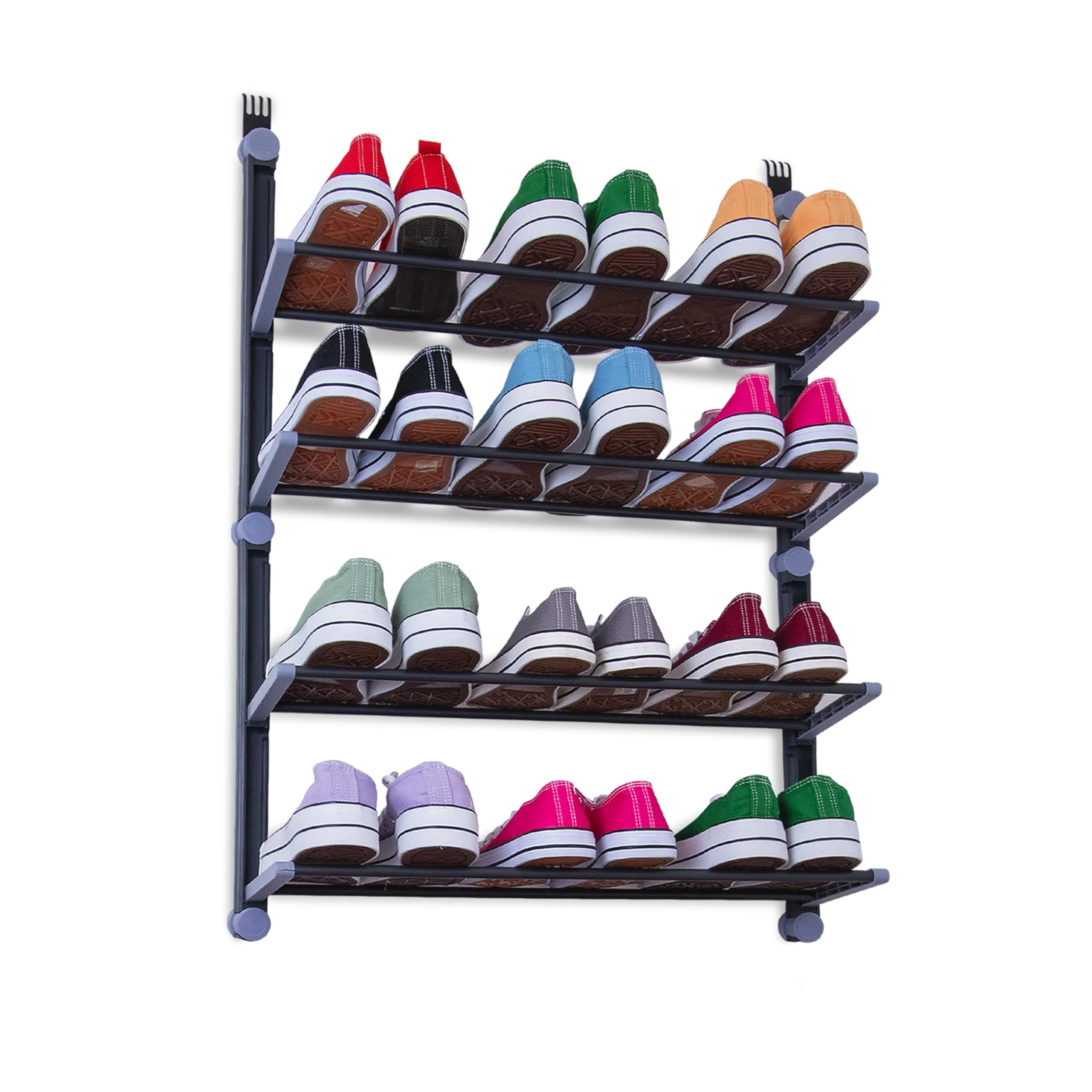 Knight Over The Door Shoe Storage Organiser | 4Tier Hanging Shoe Rack Holds 12 Pairs | Space-Saving Shoe Organiser for Bedroom, Hallway | Foldable Non-Slip Metal(4 Tier)