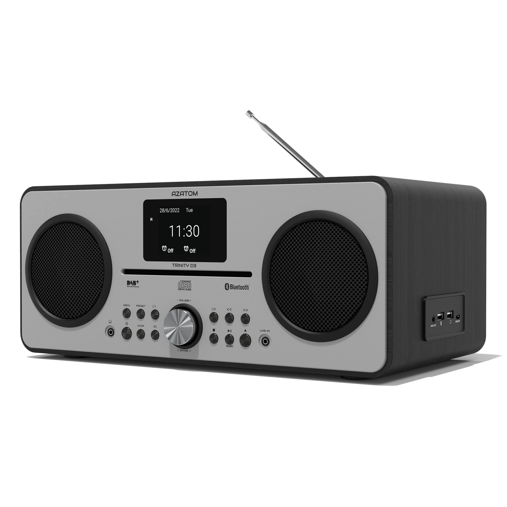 DAB/DAB+ & FM Digital Radio with CD Player | Bluetooth & USB MP3 Player | Premium Sound | Remote Control | Mains Powered | Perfect for the Home or Office | AZATOM Trinity D3 (Black)
