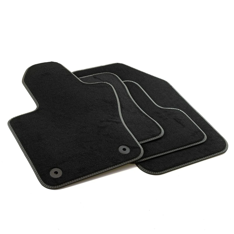 MDM PRO-4901 Floor Mats for Jeep Renegade 2014 Onwards Velour Nylon Faux Leather Edges and Double Quilted Seam Chrome Stitching