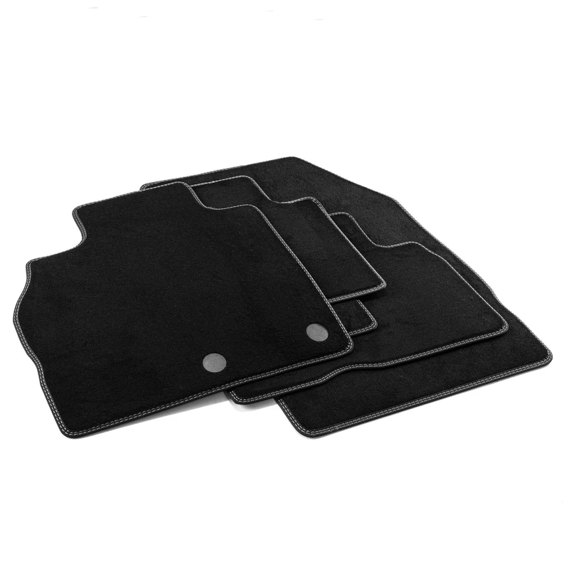 MDM PRO-3062 Floor Mats for Renault Scenic III/X-mod/X-cross/Grand Scenic 04.2009 > 2016, Velour Nylon Faux Leather Edges and Double Quilted Stitching Chrome Seams