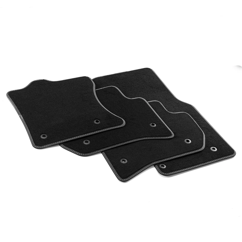 MTM Pro-7031 Tappetini F-Pace (X761) 04.2016> / Range Rover Velar 09.2017-, su Misura in Velluto Nylon, Bordi in Similpelle e Doppia Impuntura Cromata