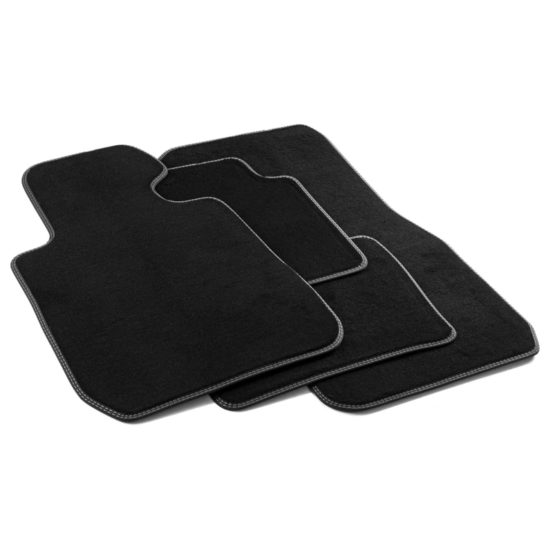 MDM PRO-305 Floor Mats for BMW 3 Series (F30) / 3 Series Touring (F31) 2012>02.2019, Velour Faux Leather Edges and Double Stitching Chrome Stitching