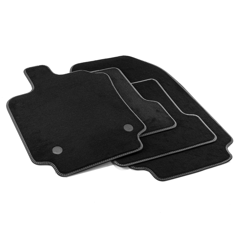 MDM PRO-4106 Floor Mats for Renault Clio 4 10.2012 > 08.2019, Velour Nylon Faux Leather Edges and Double Quilted Seam Chrome Stitching