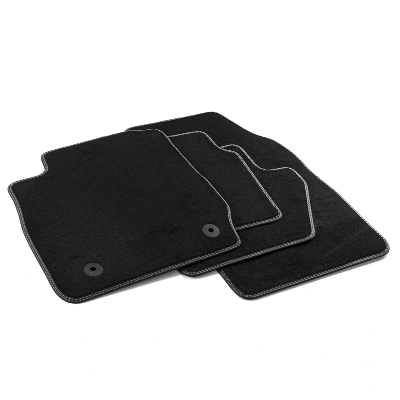 MTM Pro-4220 Tappetini Fiesta VI Trend/Titanium/Ecosport 2011-2017, su Misura in Velluto Nylon, Bordi in Similpelle e Doppia Impuntura Cromata