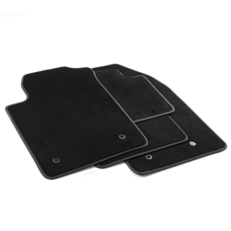 MDM PRO-4998 Floor Mats for Alfa Romeo Giulietta 05.2010 Velour Nylon Faux Leather Edges and Double Quilted Stitching Chrome Stitching - Image 1
