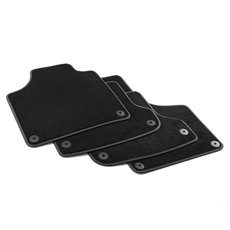 MDM PRO-123 Floor Mats for Audi A3 (8P) & SPORTBACK 05.2003>09.2012, Velour Faux Leather Edges and Double Quilted Seam Chrome Stitching