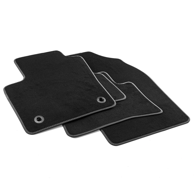 MDM PRO-7248 Floor Mats for Toyota C-HR/C-HR Hybrid 01.2017 Onwards, Velour, Nylon, Faux Leather Edges and Double Quilted Stitching, Chrome Stitching