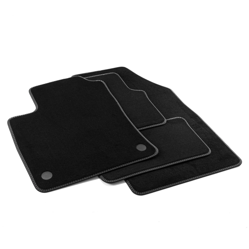 MTM Pro-8558 Tappetini Clio V 2019 onwards, su Misura in Velluto Nylon, Bordi in Similpelle e Doppia Impuntura Cromata