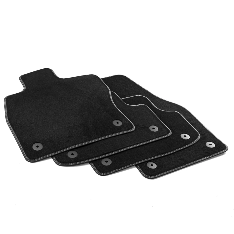 MTM Pro-4031 Tappetini A3 SB 10.2012 > / Golf VII/Leon III ST 11.2012 > / Octavia III (5E) 02.2013 > (versione 5 porte), su Misura in Velluto Nylon, Bordi in Similpelle e Doppia Impuntura Cromata