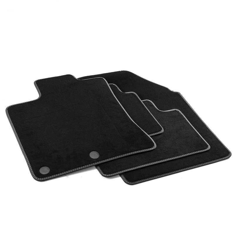 MTM Pro-2419 Tappetini Qashqai I 02.2007>2013, su Misura in Velluto Nylon, Bordi in Similpelle e Doppia Impuntura Cromata