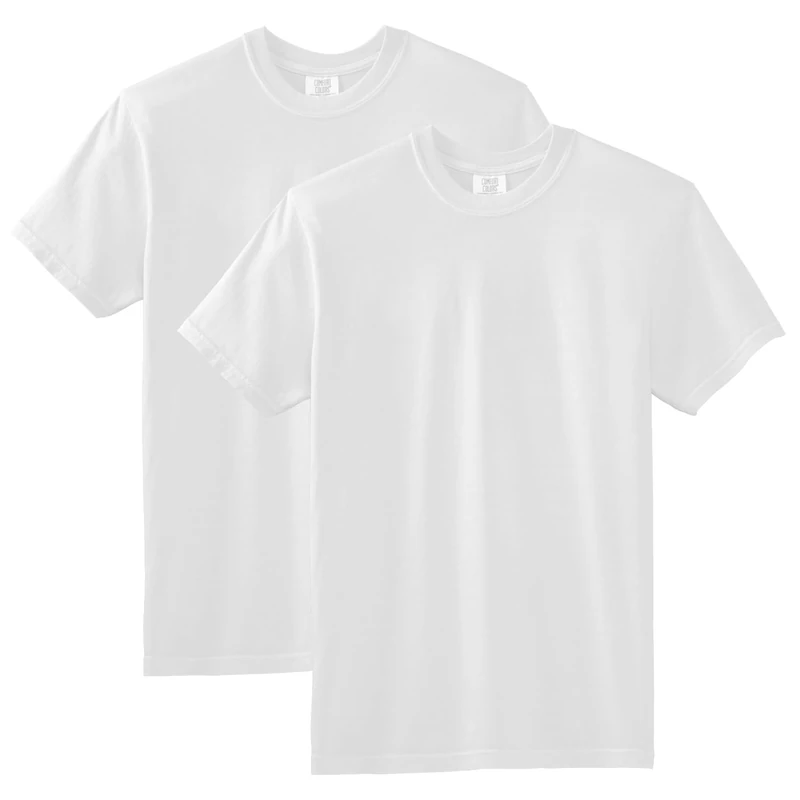 Comfort Colors Men's Heavyweight Short Sleeve Tee, Style G1717/G1745 T-Shirt, White (2-Pack), XL (Pack of 2)