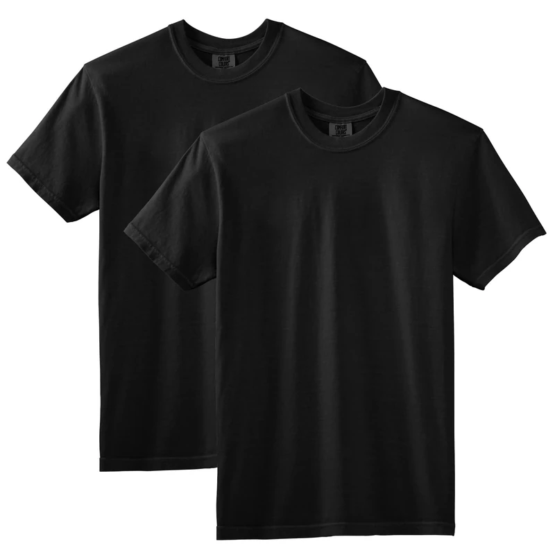 Comfort Colors Men's Heavyweight Short Sleeve Tee, Style G1717/G1745 T-Shirt, Black (2-Pack), XXL (Pack of 2)