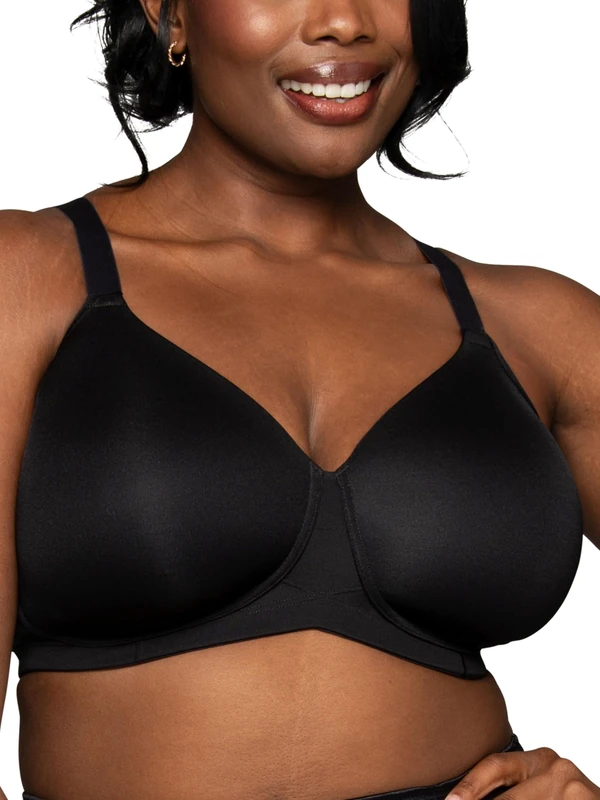 Vanity Fair Women's Beauty Full Figure Wirefree Extended Side and Back Smoother Bra 71267, Midnight Black, 42C