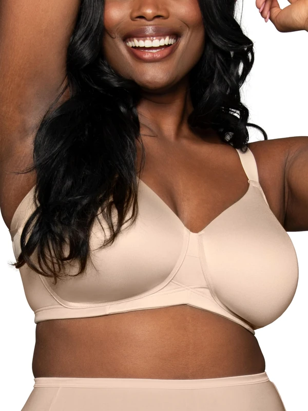 Vanity Fair Women's Beauty Full Figure Wirefree Extended Side and Back Smoother Bra 71267, Damask Neutral, 38D