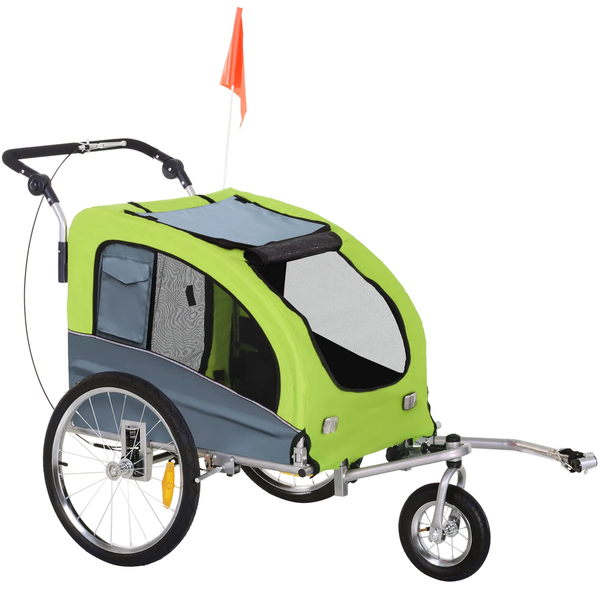 PawHut Pet Bicycle Trailer Water Resistant Carrier 3 Wheels Push Pull Brake