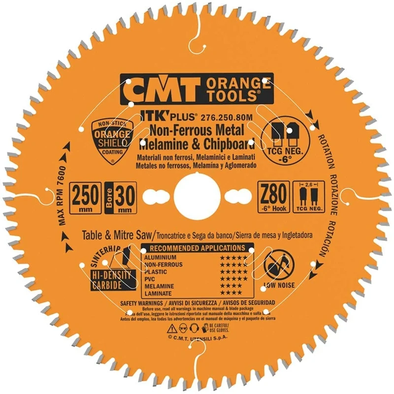 CMT 276.250.80M - ITK Saw Blade for Aluminium HW 250x2.6/1.8x30 Z80 TCG N