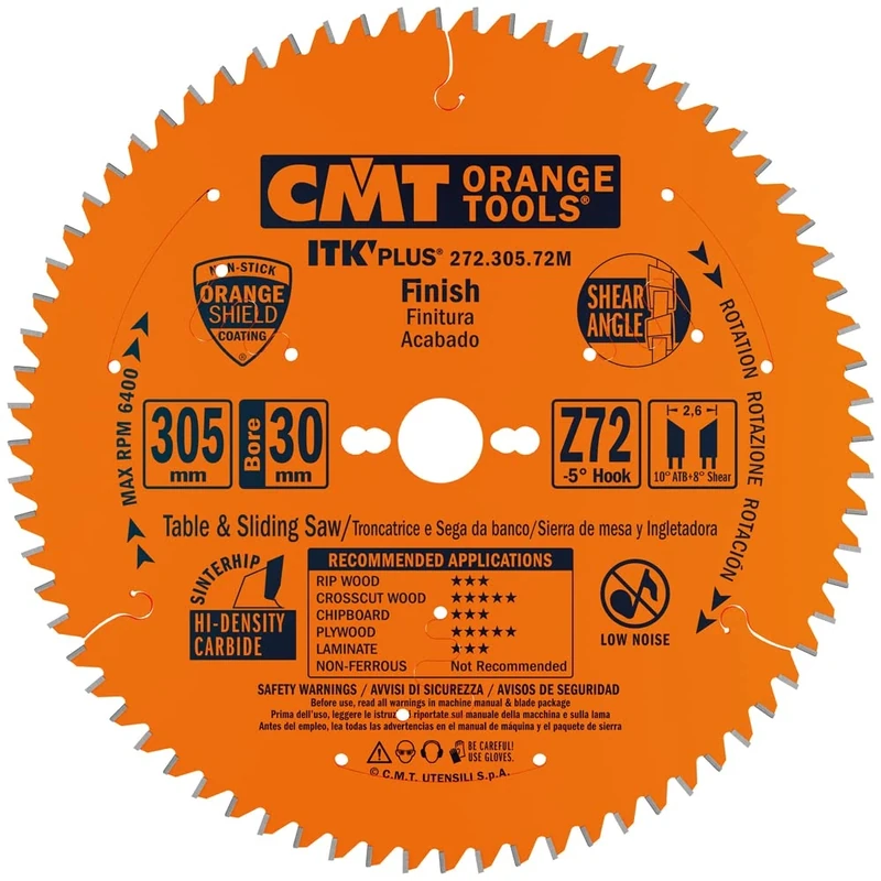 CMT 272.305.72M ITK Plus Finish Saw Blade HW 305X2.6/1.8X30(+16) Z72