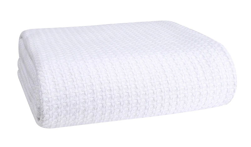 Elvana Home 100% Cotton Bed Blanket, Breathable,King Size, Cotton Thermal Blankets, Perfect for Layering Any Bed for All Season, White