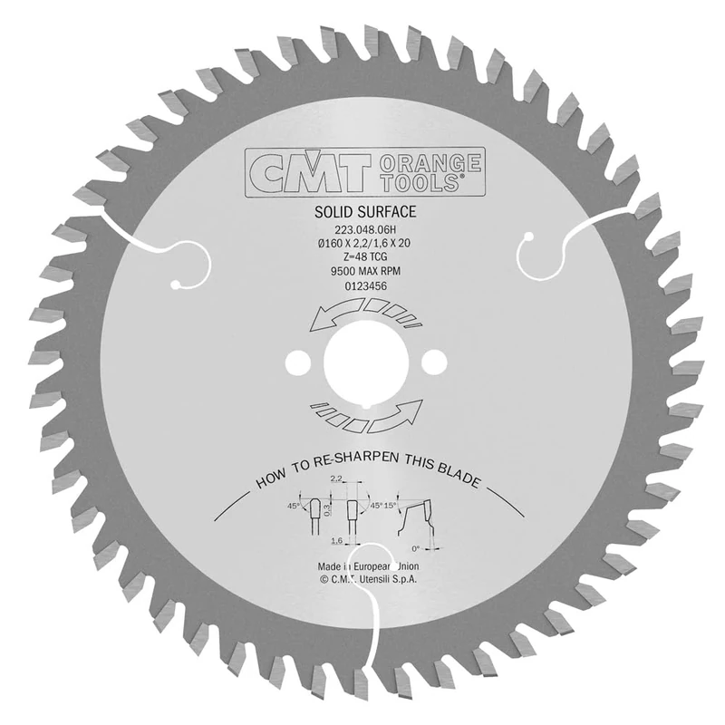 CMT 223.048.06H - SAW BLADE FOR CORIAN® D=160X2.2X20 Z=48 MHWG