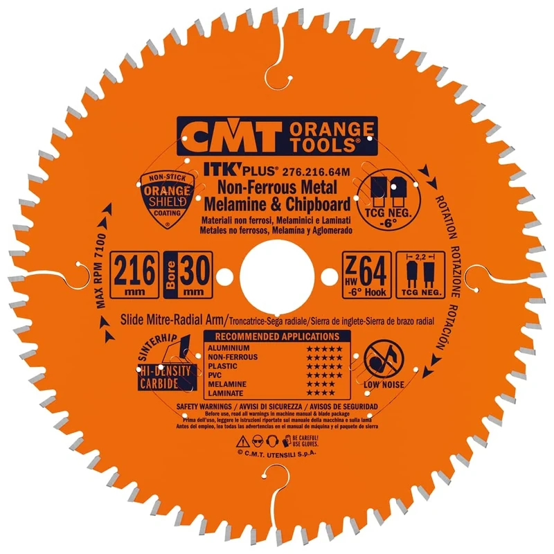 CMT 276.216.64M - ITK Saw Blade for Aluminium HW 216x2.2/1.6x30 Z64 TCG N