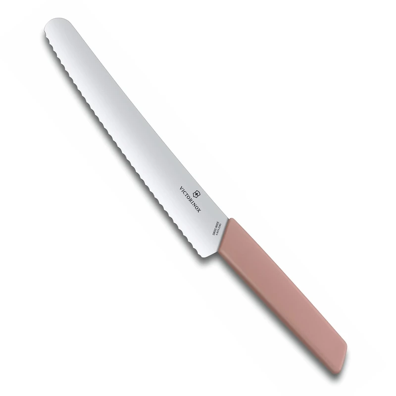 Victorinox Swiss Modern, Bread and Pastry Knife, Extra Sharp Blade, Wavy Edge, 22 cm, Stainless Steel, Apricot-Rosa