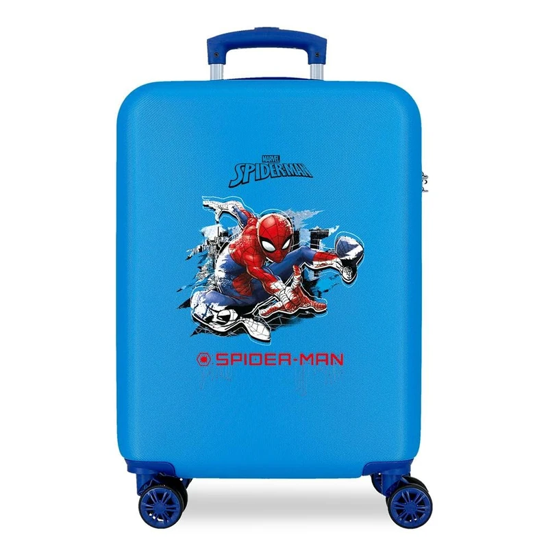 Marvel Spiderman Geo Blue Cabin Suitcase 37 x 55 x 20 cm Rigid ABS Combination Lock 34 Litre 2.6 kg 4 Double Wheels Hand Luggage
