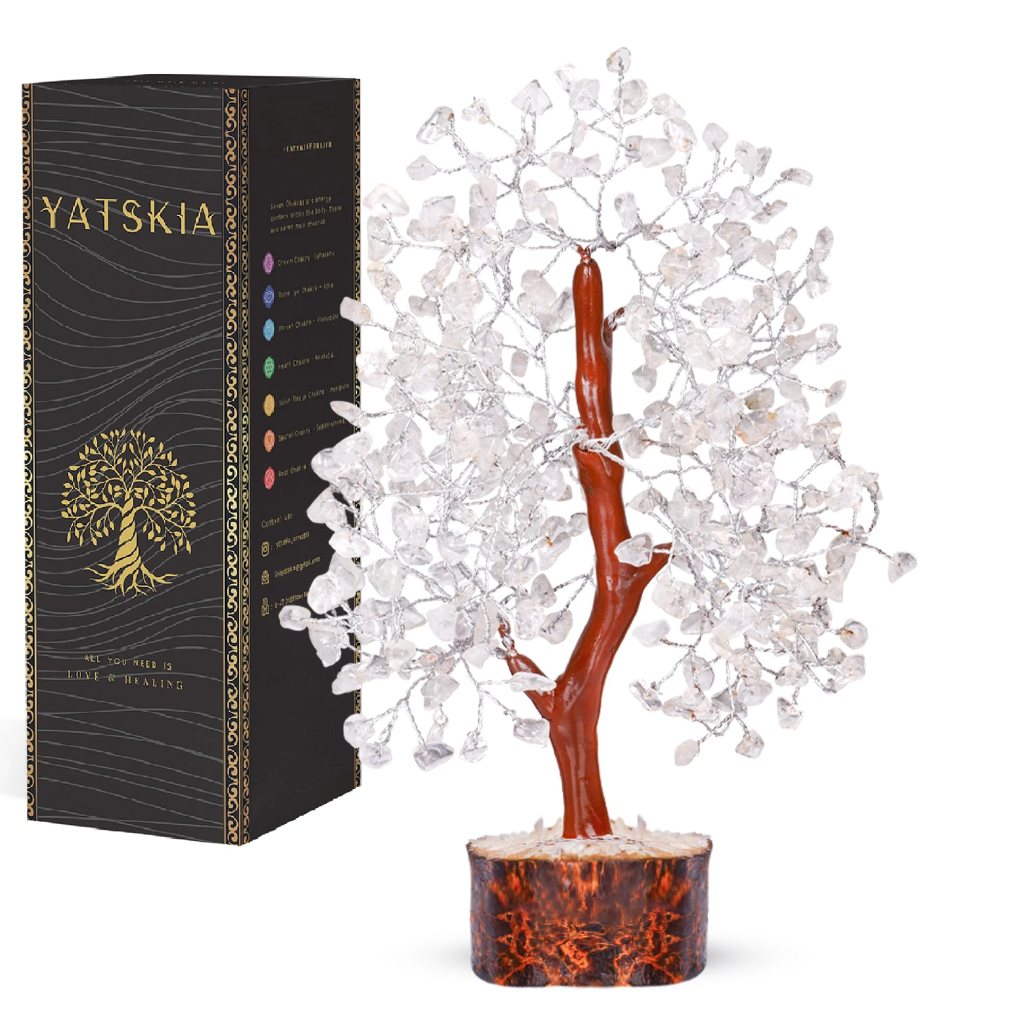 YATSKIA Clear Quartz Crystal - Tree of Life Chakra, Stone Clear, Artificial Trees, Fungshui Decorations, Crystal Money Tree, Crystal Luck