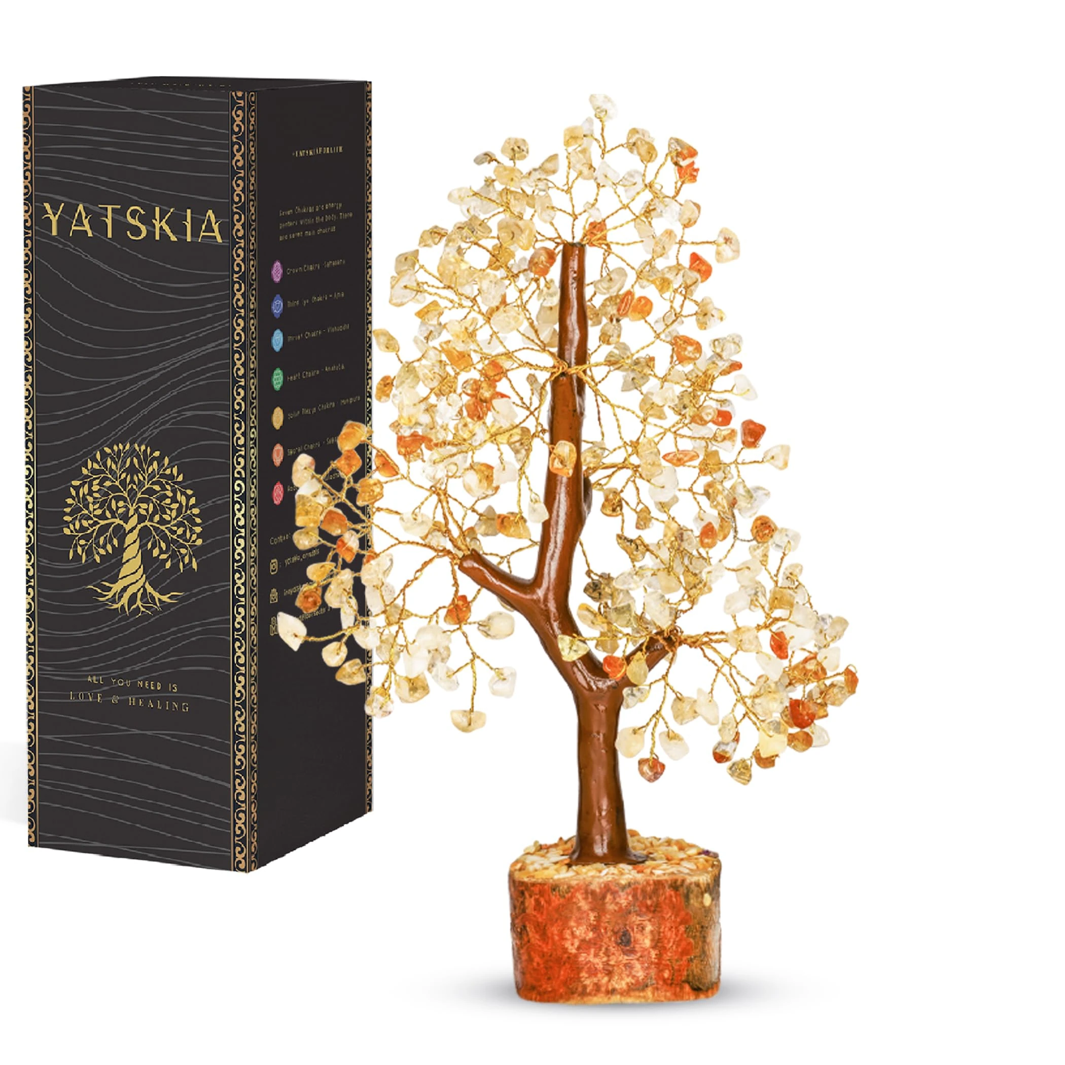 Citrine Healing Crystal - Gemstone Bonsai Tree, Feng Shui Tree, Crystal Gifts for Women, Good Luck Home Decor