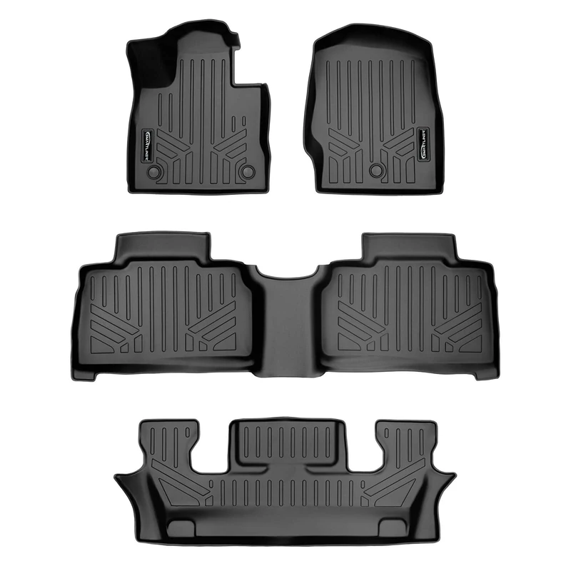 SMARTLINER All Weather Custom Fit Floor Mats 3 Row Liner Set Black for 2020 Ford Explorer Only Fits 6 Passenger Models
