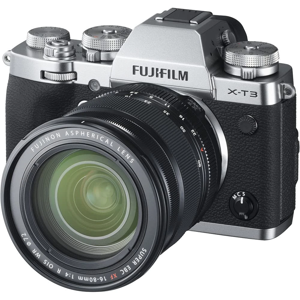Fujifilm X-T3 Mirrorless Digital Camera, Silver with Fujinon XF16-80mmF4 R WR Optical Image Stabiliser Lens Kit (includes BC-W126S Battery Charger)