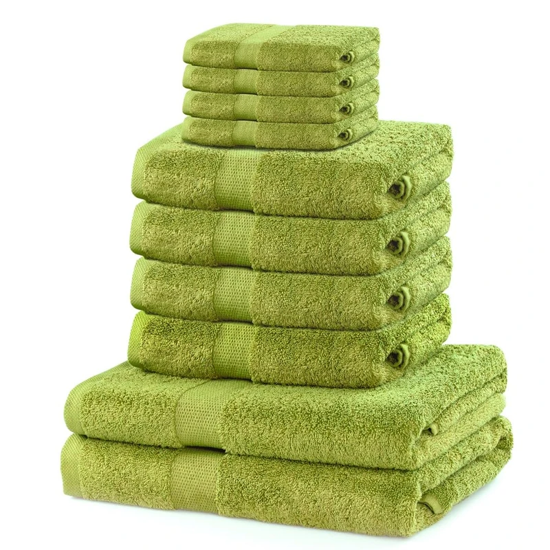 DecoKing Set of 10 Cotton Quality 525 g/m² 4 Guest Towels 30 x 50 cm 4 Hand Towels 50 x 100 cm and 2 Bath Towels 70 x 140 cm Celadon Green Absorbent Marina